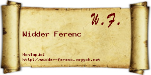 Widder Ferenc névjegykártya